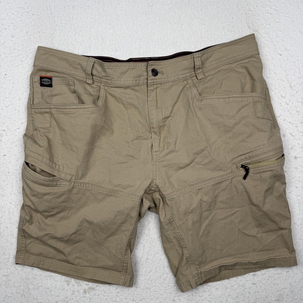 BRUNT Shorts Mens 40 Beige Cargo Work Canvas Stretch 10 Inseam Utility Pockets